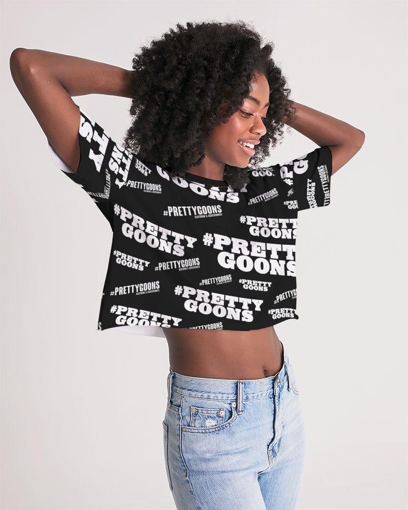 Pretty Goons Duped BLACK Women's Lounge Cropped Tee