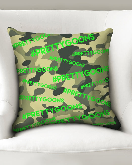 Pretty Goons Green Camo Throw Pillow Case 18"x18"