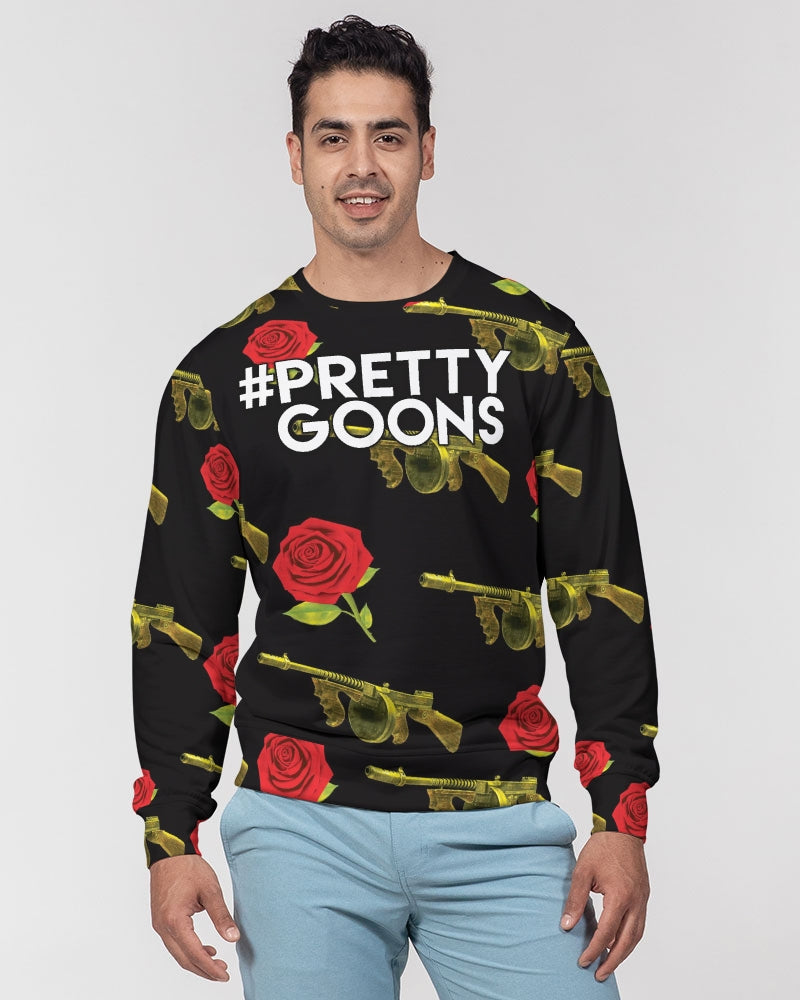 PG Guns & Roses Yellow rRed Men's Classic French Terry Crewneck Pullover