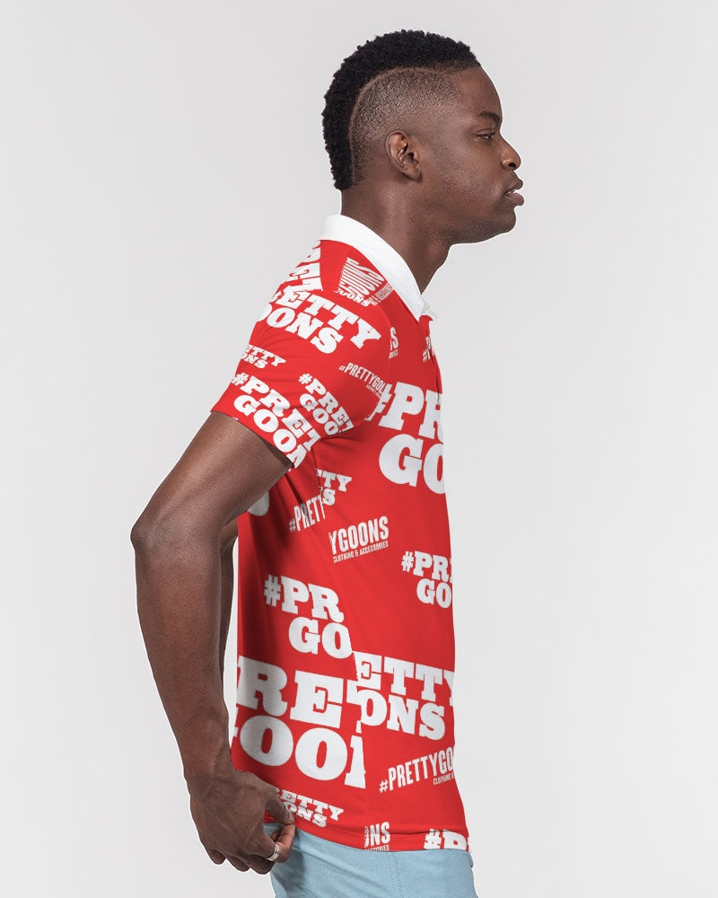 Pretty Goons Duped Red Men's Slim Fit Short Sleeve Polo