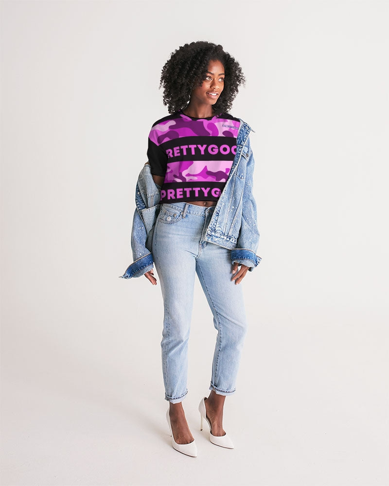 Pretty Goons Purple Camo Women's Lounge Cropped Tee
