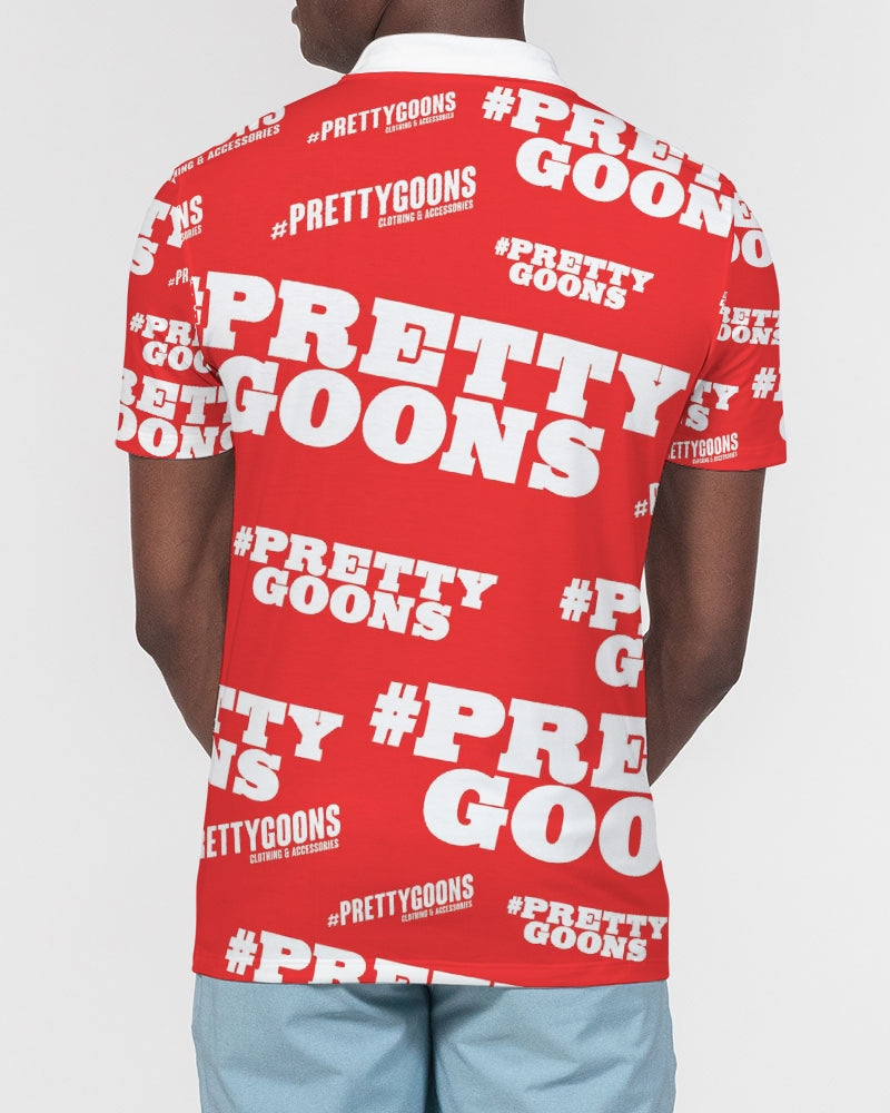Pretty Goons Duped Red Men's Slim Fit Short Sleeve Polo