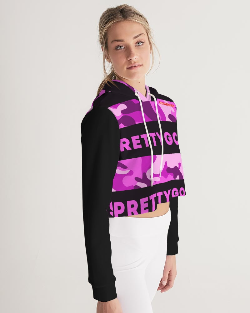 Pretty Goons Purple Camo Women's Cropped Hoodie