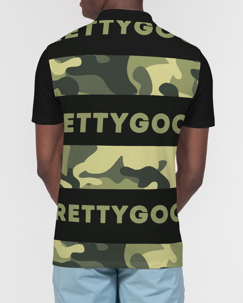 Pretty Goons GREEN Camo Men's Slim Fit Short Sleeve Polo
