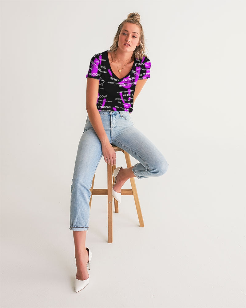 HIGH-FIVE-PURPLE Women's V-Neck Tee