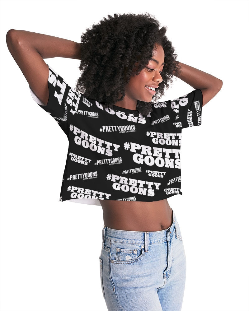 Pretty Goons Duped BLACK Women's Lounge Cropped Tee