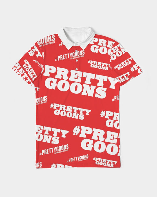 Pretty Goons Duped Red Men's Slim Fit Short Sleeve Polo