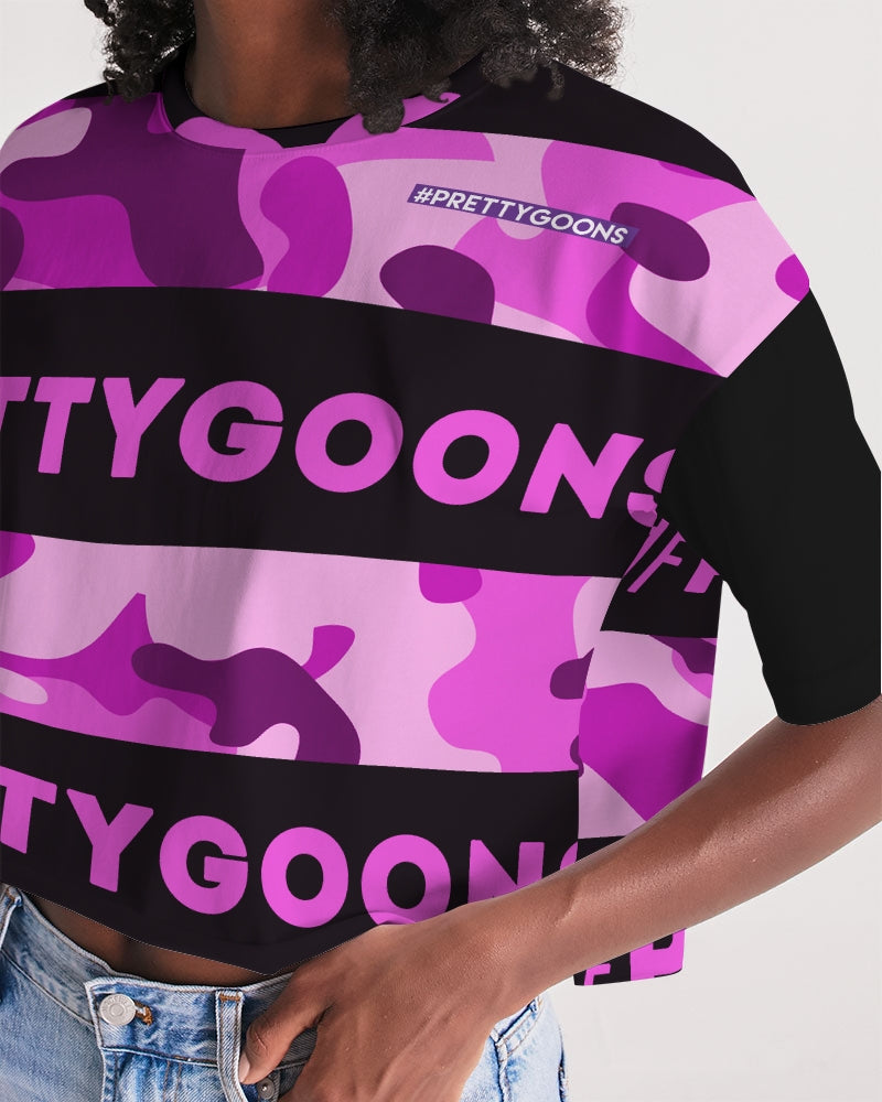 Pretty Goons Purple Camo Women's Lounge Cropped Tee