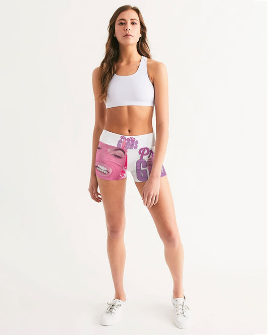 Pretty Goons Women's Mid-Rise Yoga Shorts