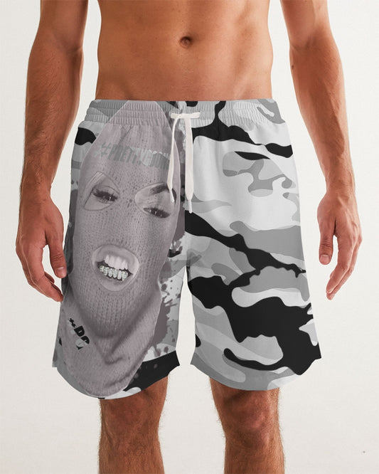 PRETTY GOONS GREY CAMO Men's Swim Trunk