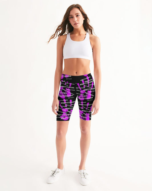 HIGH-FIVE-PURPLE Women's Mid-Rise Bike Shorts